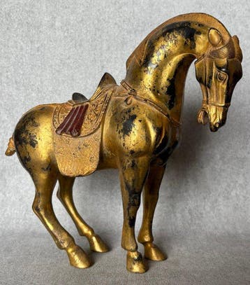 Exclusief Tang-Dynastie stijl paard 26 cm / 2.7 kg - Bronze