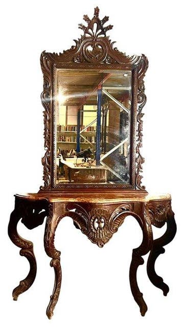 Wandtafel - Louis XV / Rococo-stijl - Mahonie - Marmeren, Antiek en Kunst