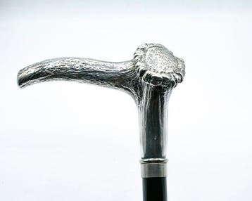 Wandelstok - Grote naturalistische handgreep zilver 800