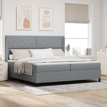 vidaXL LED Box Spring Bed met hoofdeinde Lichtgrijs 200 x, Verzenden, Nieuw