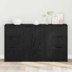 vidaXL Dressoir met lade 3 pcs Zwart Eiken Bewerkt hout, Huis en Inrichting, Kasten | Dressoirs, Verzenden, Nieuw