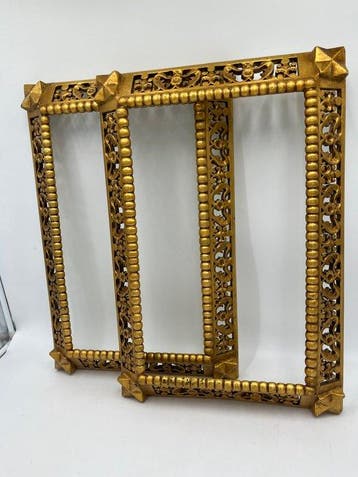 Lijst (2) - Hout - Paar gouden lijsten, Antiek en Kunst
