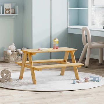 vidaXL Kindertafel met banken 90x79,5x50 cm massief hout, Verzenden, Nieuw