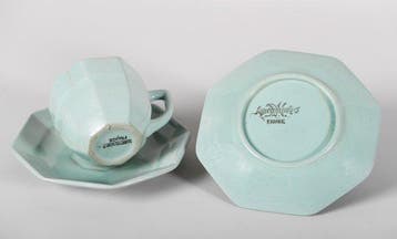 Prachtige Art Deco koffieset – Sarreguemines in Mintgroen,