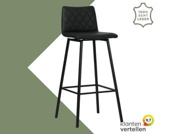 Leren barkruk Catch hoog - Toledo Nero (zwart) - Poten, Nieuw, Leer, Ophalen of Verzenden, 90 cm of meer
