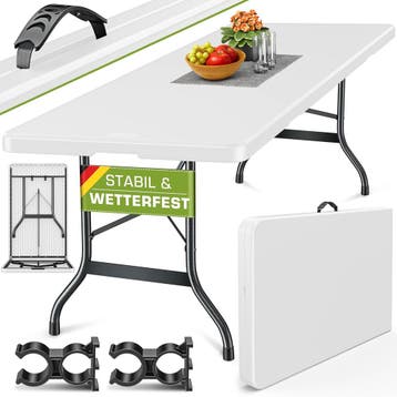 Inklapbare tafel - Klaptafel - Vouwtafel - 220x70 cm - Wit -, Caravans en Kamperen, Verzenden, Nieuw