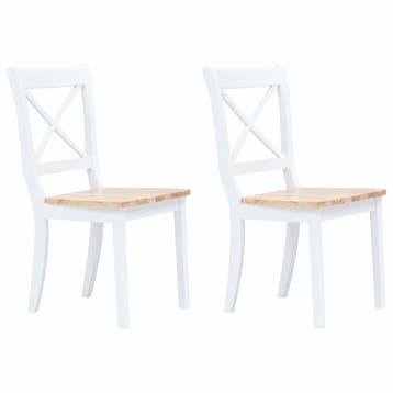 vidaXL Eetkamerstoelen 2 st massief rubberwood naturel en, Verzenden, Nieuw