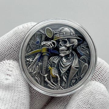 Ghana. 5 Cedis 2025 – Memento Mori: Miner – 1 oz Silver coin, Postzegels en Munten, Munten | Europa | Niet-Euromunten