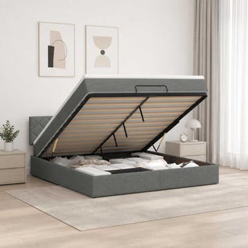 vidaXL Ottomaanse Bed met Matras en LED Donkergrijs 140 x, Huis en Inrichting, Slaapkamer | Bedden, Verzenden, Nieuw