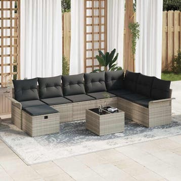 vidaXL Tuinbank Set 9 st Poly rattan, Verzenden