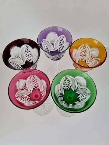 WMF/Nachtmann? - Verre à vin (5) - Cristal au plomb de haute, Antiek en Kunst