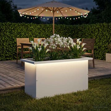 vidaXL Tuinplantenbak met led Wit 30 x 60 x 30 cm Staal, Verzenden
