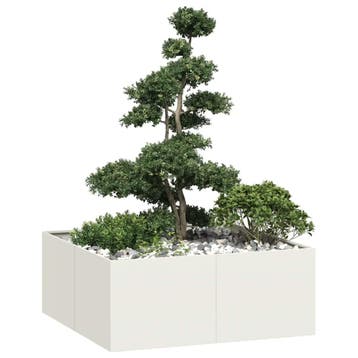 vidaXL Plantenbak 100x100x40 cm staal wit, Tuin en Terras, Bloempotten, Verzenden, Nieuw