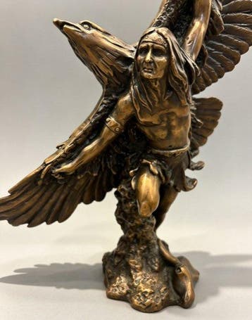Beeld, Indian Chief - 32 cm - Messing