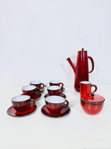 Perignem - Koffie- en theeservies (9) - Red Lava Glaze