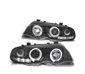 PHARES BMW SÉRIE 3 E46 99-03 ANGEL EYES LED FOND NOIR, Verzenden, Nieuw