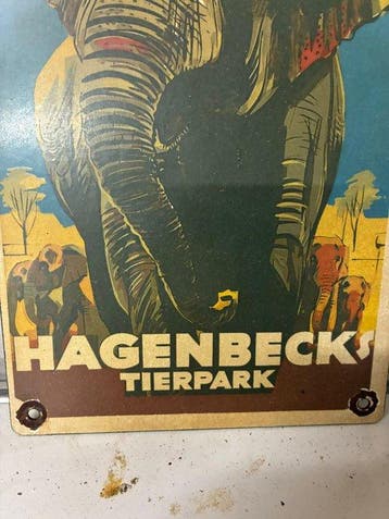Hagenbeck’s Tierpark emaille reclamebord – olifant – vintage