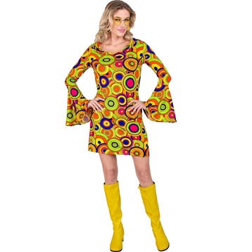 Disco 70S Jurk Gekleurd Dames, Kleding | Dames, Verzenden, Nieuw