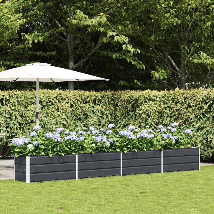 vidaXL Plantenbak Antraciet 385 x 50 x 45 cm Gegevens staal, Tuin en Terras, Bloempotten, Nieuw, Verzenden