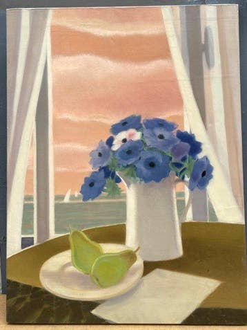 Yves Ganne (1931-2019) - Bouquet de Fleurs à la fenêtre et