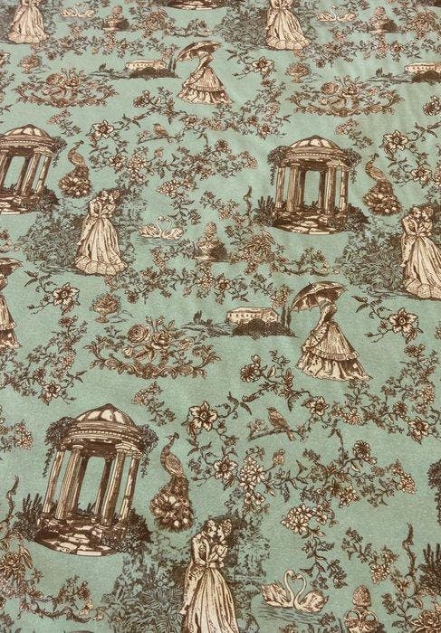 Prestigieus en exclusief toile de Jouy-stof met dubbele, Antiquités & Art, Tapis & Textile