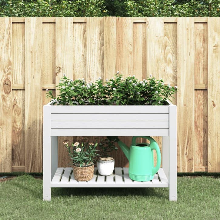 vidaXL Plantenbak verhoogd 110x45x79 cm polypropeen wit, Tuin en Terras, Bloempotten, Nieuw, Verzenden