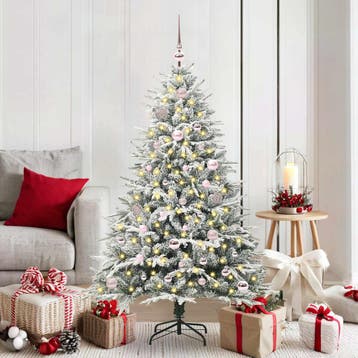 vidaXL Kunstmatige Voorverlichte Kerstboom met Ballenset, Verzenden, Nieuw