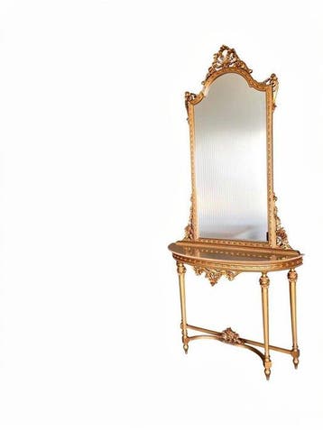 Commode - Bois, miroir - Console avec miroir, Antiquités & Art