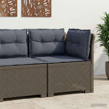 vidaXL Eén-zits Tuin Sofa met Kussens Rieten Look PP, Verzenden