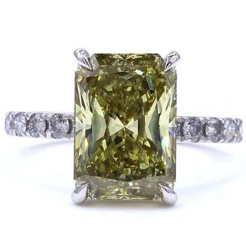 Ring - 18 karaat Witgoud - 5.74ct. tw. Geel Diamant (Fancy