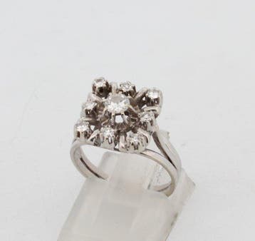 Zonder minimumprijs - Ring - 18 karaat Witgoud Diamant
