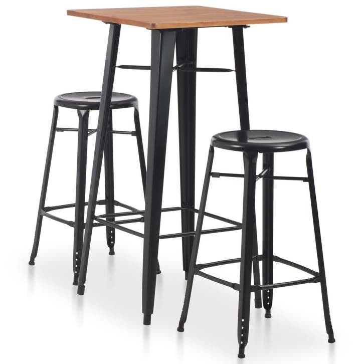 vidaXL 3-delige Barset staal zwart, Maison & Meubles, Salles à manger complètes, Envoi