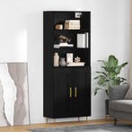 vidaXL Highboard met lade Zwart Eiken 69,5 x 34 x 180 cm, Huis en Inrichting, Verzenden, Nieuw