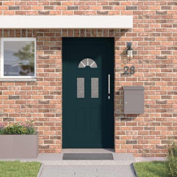 vidaXL Voordeur 88 x 200 cm PVC Antraciet, Doe-het-zelf en Bouw, Deuren en Vliegenramen, Verzenden, Nieuw
