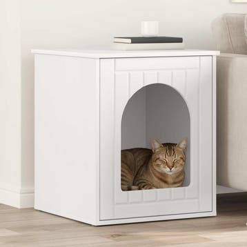 vidaXL Kattenhuis Wit 53 x 52 x 62 cm Bewerkt hout, Verzenden