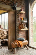 Gym Bench Leather Cognac - Gangbankje - Leder, Hout