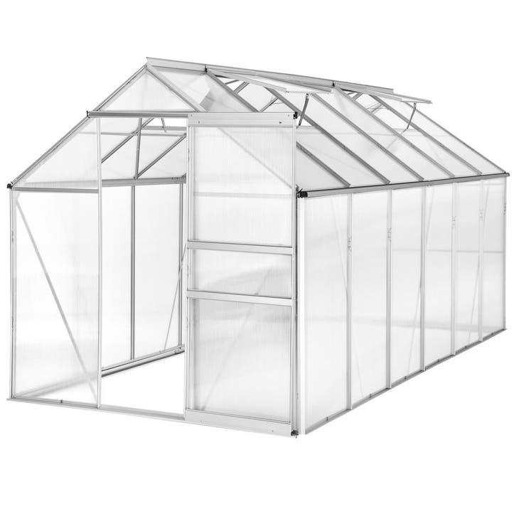 tectake Broeikas van aluminium, uv-bestendig, 185x375x195cm, Tuin en Terras, Kweekspullen, Verzenden