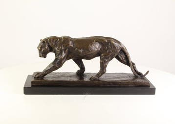 sculptuur, Spectacular Large Bronze Sculpture of a Panther —