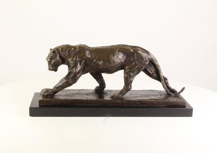 sculptuur, Spectacular Large Bronze Sculpture of a Panther —, Antiquités & Art, Curiosités & Brocante