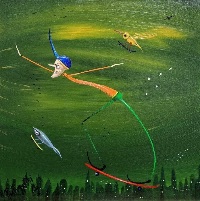 Jarosaw Kieczyski - Skate or fly?, Antiek en Kunst, Kunst | Schilderijen | Modern