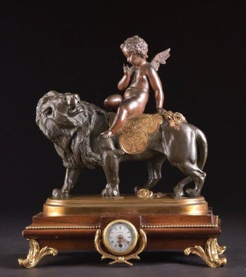 Figurale pendule - CH. Gautier Napoleon III Patinated brons,, Antiek en Kunst