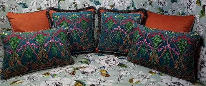 Kussenset met stof Liberty memories van Manufatti Toscani,, Antiquités & Art, Curiosités & Brocante