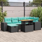 vidaXL 7-delige Loungeset met kussens poly rattan acacia, Verzenden, Nieuw, Loungeset