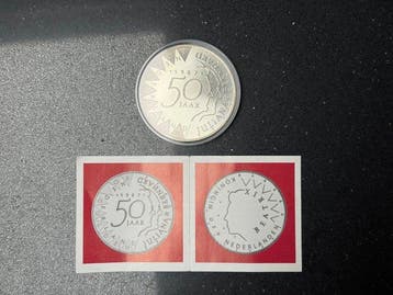 Nederland. 10, 50 Gulden Beatrix zilveren gulden set 14