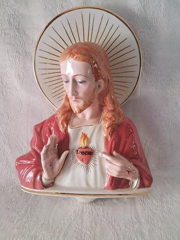 Giovanni Ronzan - Wandbuste - Heilig Hart van Jezus - 28 cm