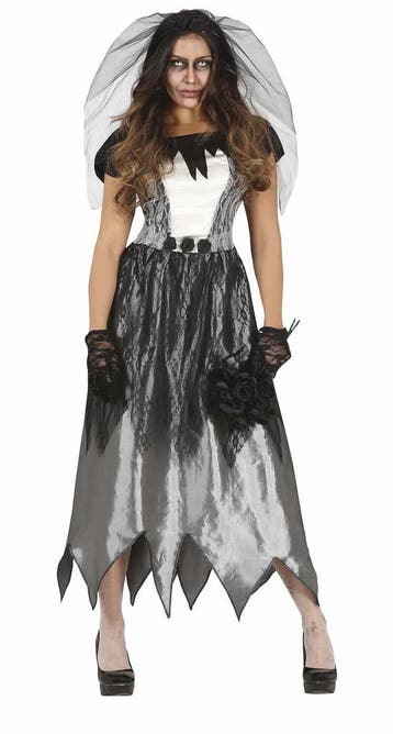 Geesten Bruid Halloween Kostuum Dames Zwart, Verzenden