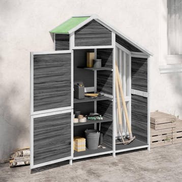 vidaXL Tuinschuur 120x53,5x170 cm massief grenenhout grijs, Verzenden