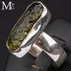 Bijou exclusif - Moldavite naturelle - Bague en argent -