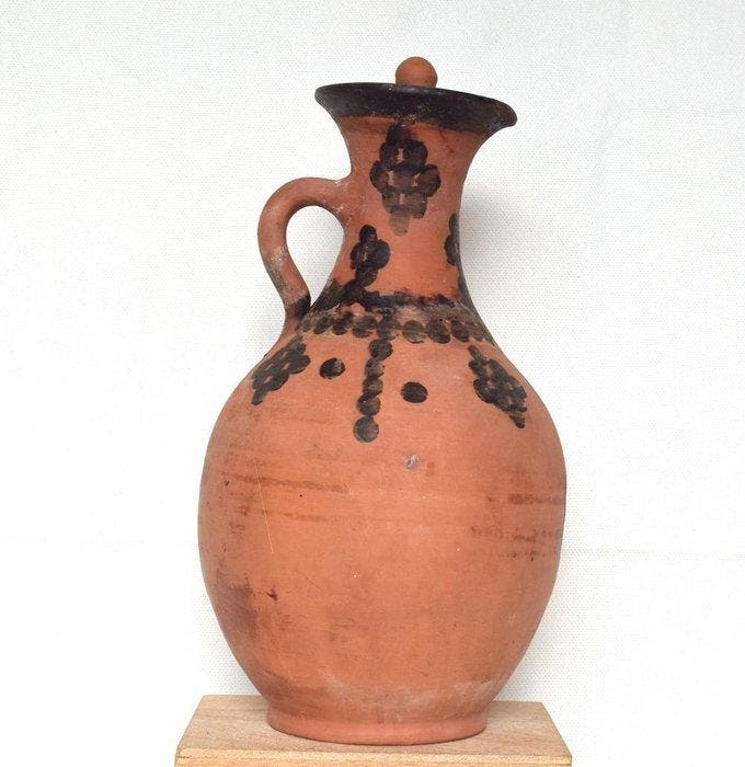 Grote terracotta-pot van 31 cm met deksel en Arabische, Antiek en Kunst, Kunst | Niet-Westerse kunst