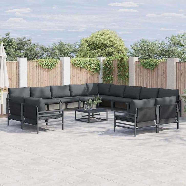 vidaXL Tuinbank Set 13 st Zwart Staal, Jardin & Terrasse, Ensembles de jardin, Envoi